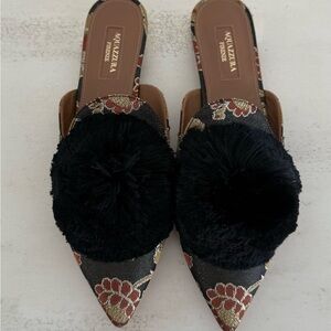 Aquazzura Black Floral Women's Shoes